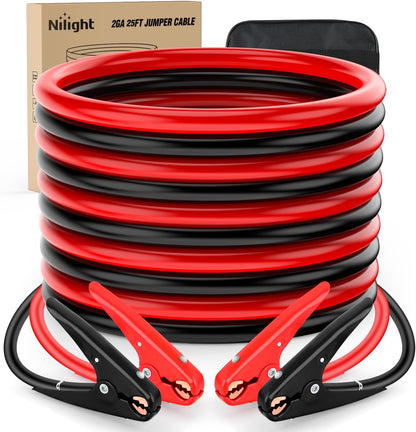Nilight Jumper Cables for Car Battery 8 Gauge 12 FT Booster Cable Heavy Duty 250 A CCA with Carrying Bag Jump Start Emergency Kit Pickup Vans SUV Sedan Motorcycle