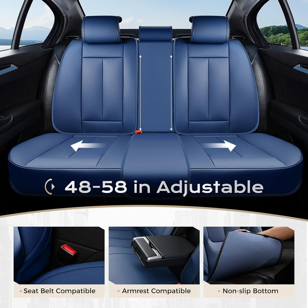 Coverado Seat Covers Full Set, Black Seat Covers for Cars 5 Seats, Car Seat Protector, Waterproof Nappa Leather Car Seat Cushion, Front and Rear Car Seat Cover Fit for Most Sedans SUV Pick-up Truck - Colors A