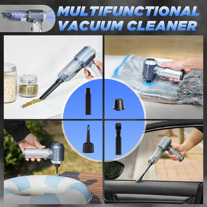 Saker Handheld Car Vacuum Portable Cordless17000PA Mini Air Duster Blower Rechargeable Foldable Vacuum Cleaner with Brushless Motor for Home, Office Pet HL132 Black