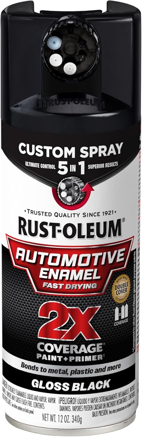 Rust-Oleum 2X Automotive Enamel Custom Spray 5-in-1 Spray Paint, 12 oz, Gloss Clear