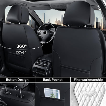 Coverado Seat Covers, Car Seat Covers Full Set, Black Car Seat Cover, Car Seat Covers Front Seats Back Seat Cover, Waterproof Car Seat Cushion, Leather Seat Covers Seat Protector Fit for Most Cars
