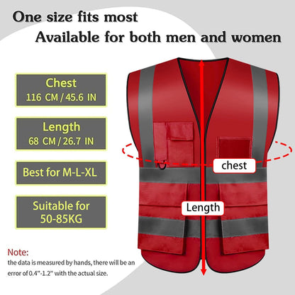 Safety Vests 20 Pack,Hi Vis Construction Vest with 5 Pockets and Zipper,Reflective Vest for Men Women Work One Size