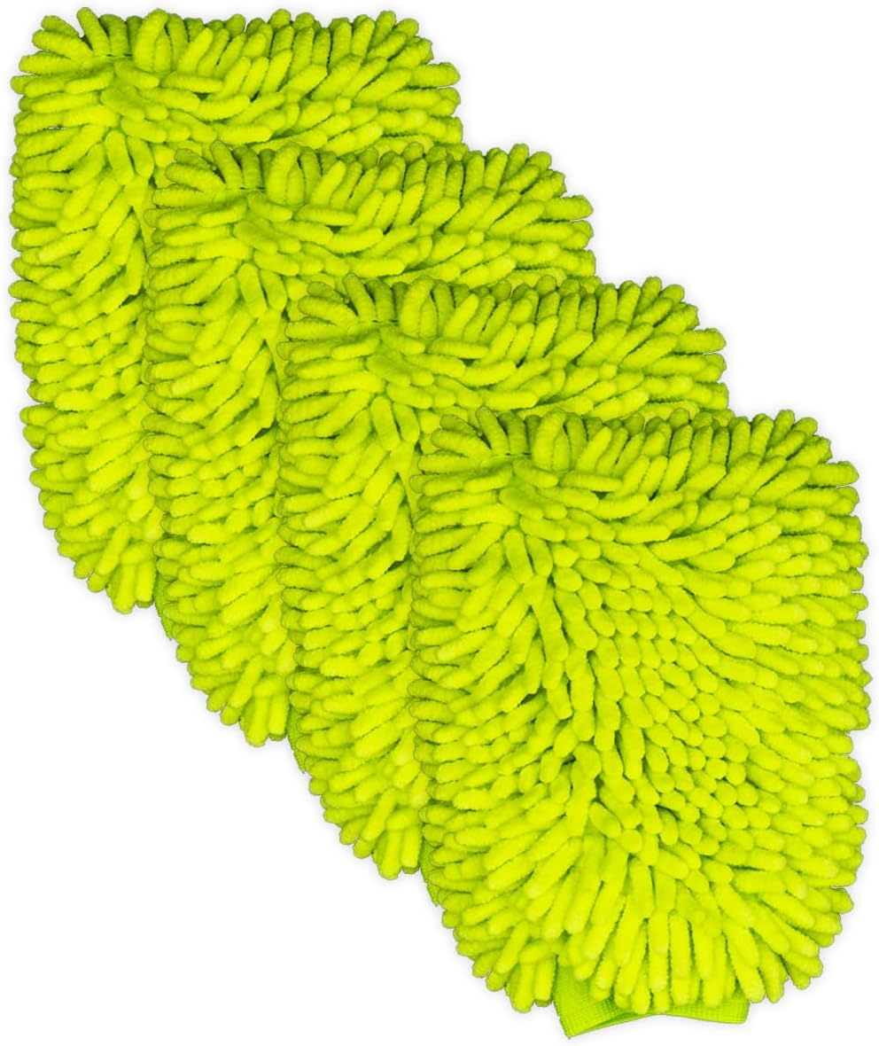 Never Ride Stock Microfiber Car Wash Mitt – Scratch-Free Chenille, Extra Thick & Ultra Absorbent – Safe for Black & Dark Paint – Lint-Free, Reusable Auto Cleaning Glove