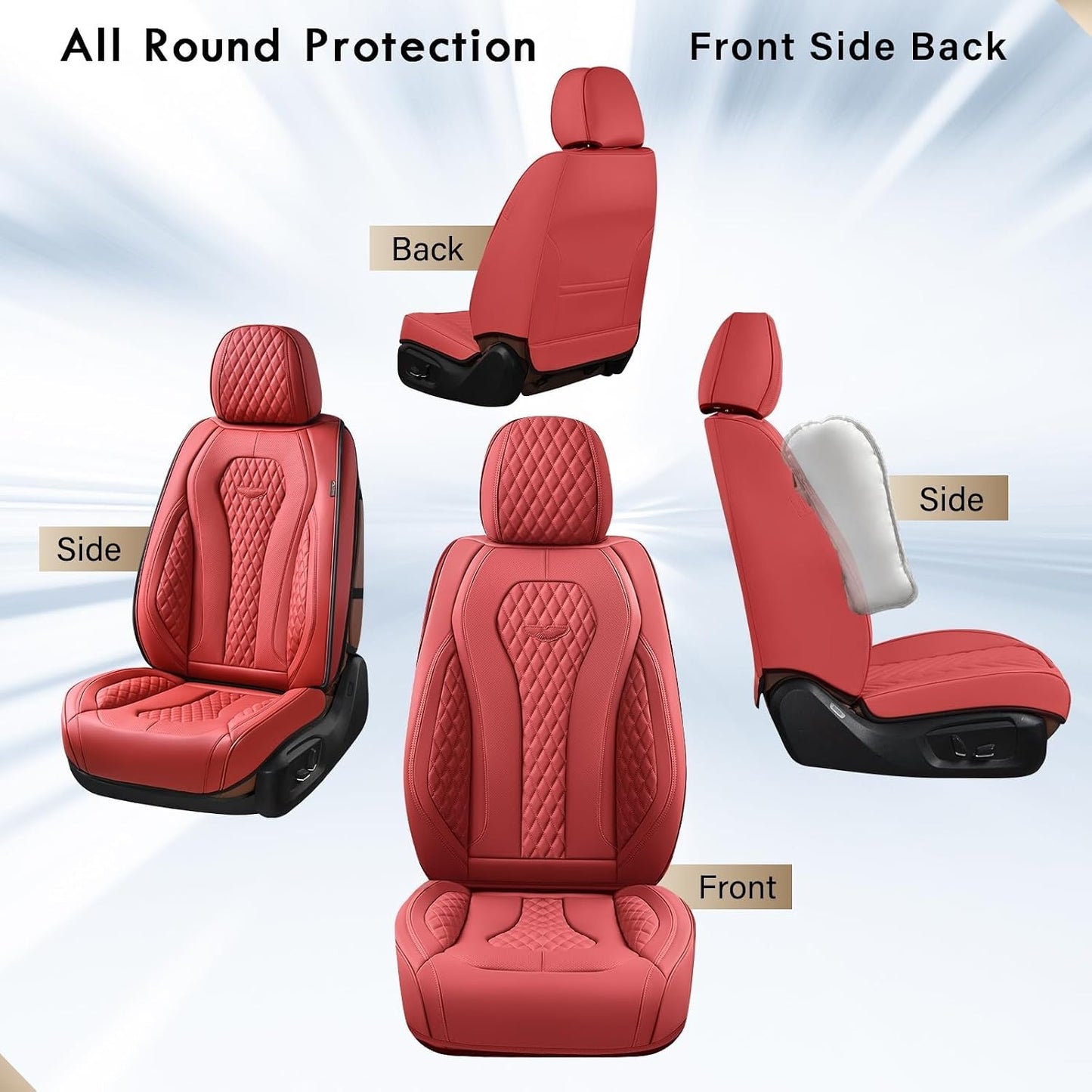 Coverado Seat Covers, Car Seat Covers Full Set, Black Car Seat Cover, Car Seat Covers Front Seats Back Seat Cover, Waterproof Car Seat Cushion, Leather Seat Covers Seat Protector Fit for Most Cars