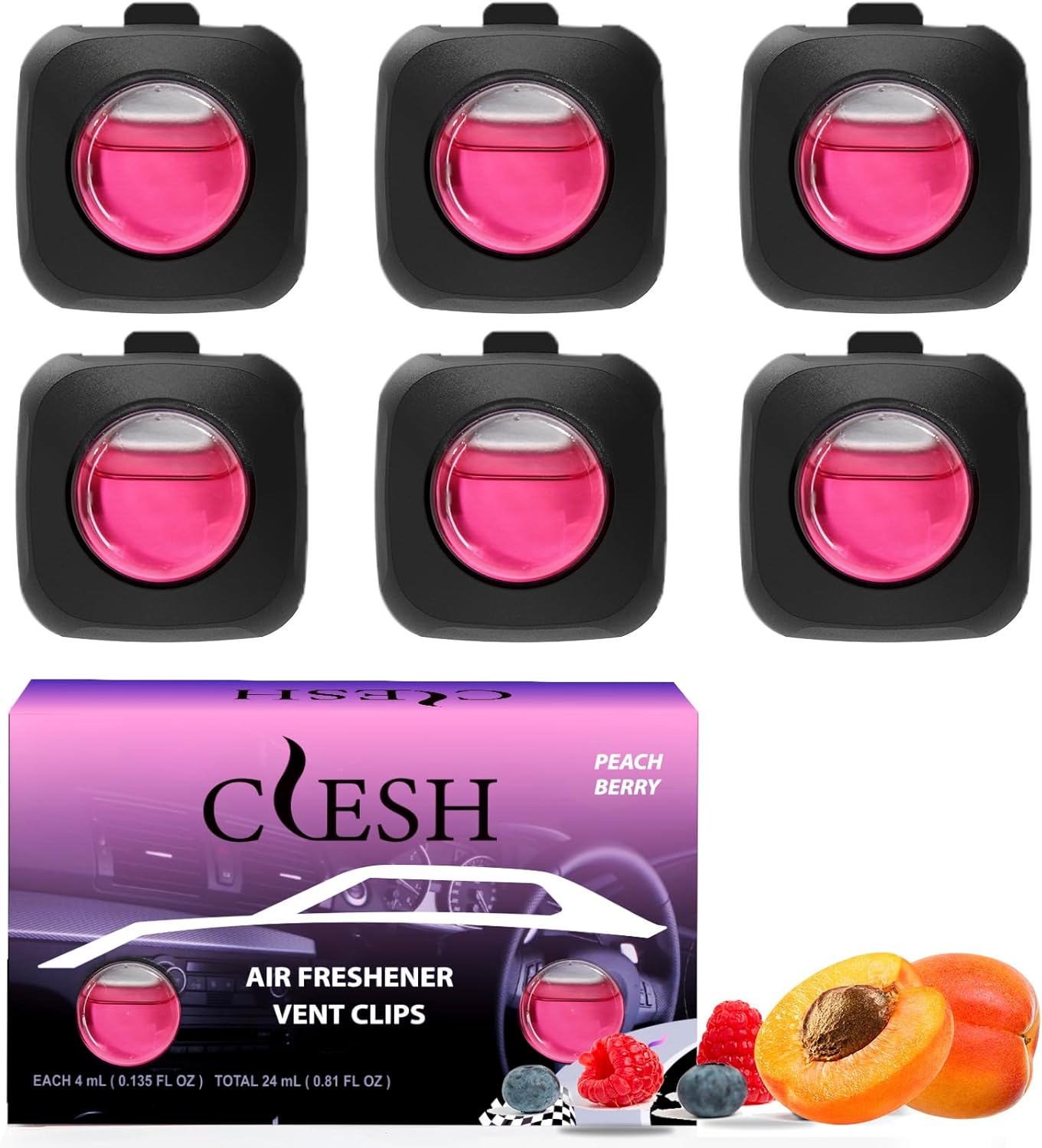 Car Air Fresheners, 6 Pack, Citrus, Car Fresheners Vent Clips, Long Lasting Air Freshener, Car Refresher for Men Women