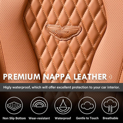 Coverado Seat Covers, Car Seat Covers Full Set, Black Car Seat Cover, Car Seat Covers Front Seats Back Seat Cover, Waterproof Car Seat Cushion, Leather Seat Covers Seat Protector Fit for Most Cars