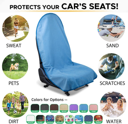 Waterproof Sweating Car Seat Cover for Post Gym Workout, Running, Swimming, Beach and Hiking, Universal Fit Non-Slip Towel Bucket Seat Protector for Cars SUV Trucks, Machine Washable (Grey)