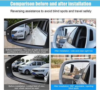 GLSOWEE Car Blind Spot Mirror, 2"" Round Convex Mirror, Frameless HD Glass Rear View Mirror with Wide Angle Adjustable Stick, Universal Vehicle Exterior Accessories for Car SUV Truck (2 PCS)