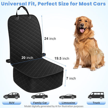 ELONGRIVER Dog Car Seat Covers, Waterproof Front Seat Cover for Dogs, Scratch-Proof, Nonslip Pet Passenger Seat Cover Protector, Universal Fit for Cars Trucks SUVs, Standard Size, Black