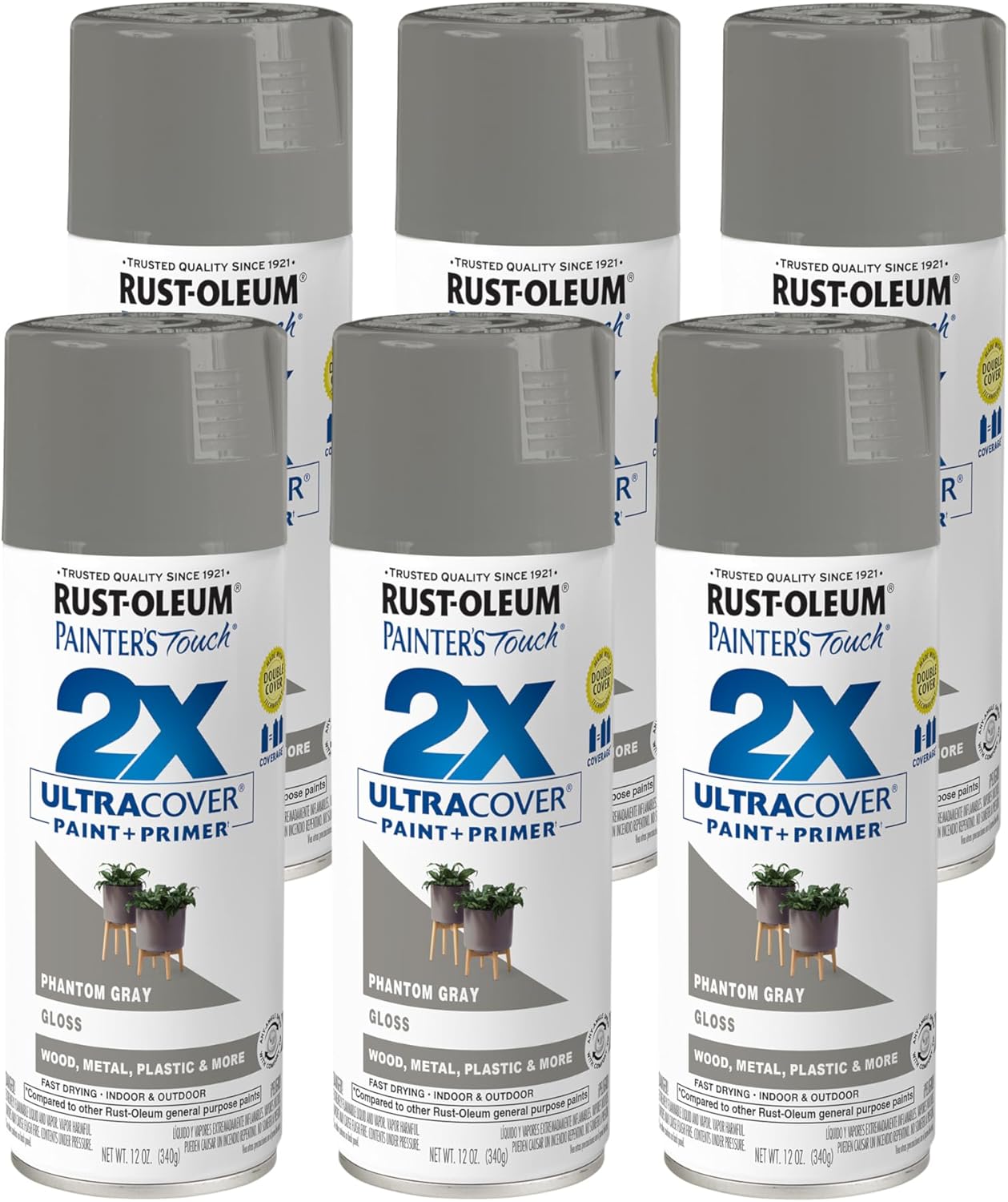 Rust-Oleum 334029 Painter's Touch 2X Ultra Cover Spray Paint, 12 oz, Gloss Clear - Colors F
