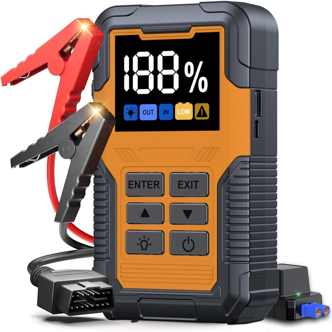 Jump Starter, Battery Jumper Starter Portable, Car Battery Jump Starter with 3 Modes Flashlight, Compass, Power Bank and Jumper Cable