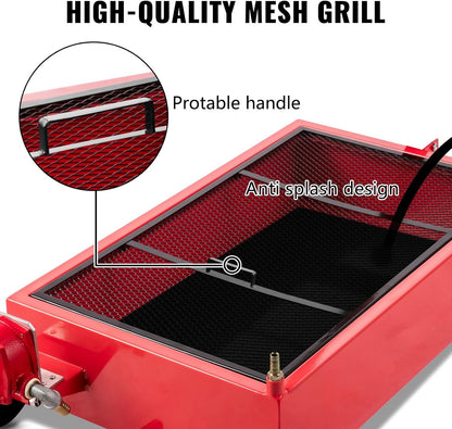 VEVOR Low Profile Electric Oil Drain Pan, 20 Gal Capacity, Rolling Oil Drain Pan with 110V High-Flow Pump, 7.2 ft Hose & T Folding Handle, Leak-proof & Corrosion-resistant, Fit for Trucks, ATVs, White
