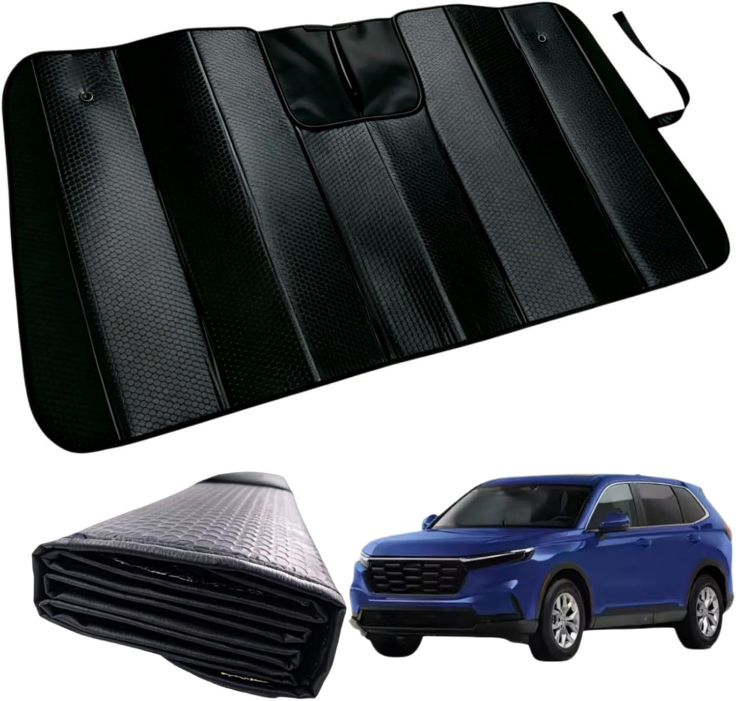 GWUSKDT Car Sun Shade, Sun Protector,Foldable Front Window Shade-Thicken 5-Layer Bubble for Auto Windshield UV Protection and Heat Reflector 58"x 27.5" (Blue)