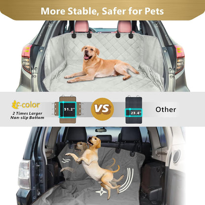 Veckle SUV Cargo Liner for Dogs with Side Flaps, Large (54" x 93") Water Resistant Trunk Cover, Non-Slip Pet Area Protector with Bumper Flap, Universal Fit for SUVs Sedans Vans, Khaki
