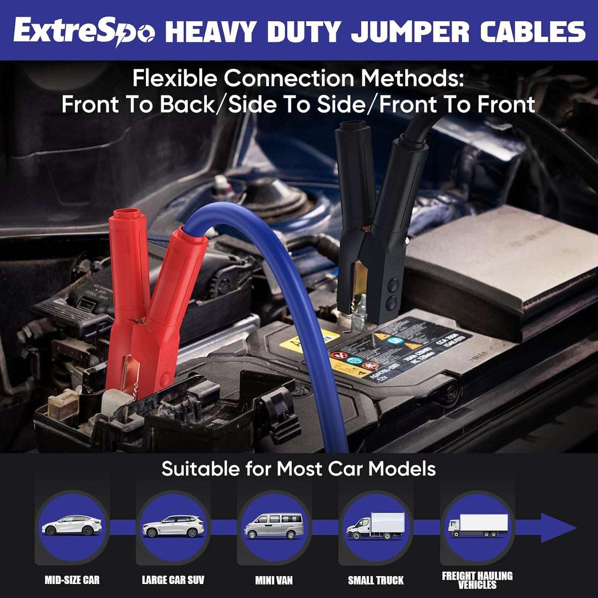 EXTRESPO Heavy Duty Jumper Cables - 4 Gauge 20 Feet 600Amp Automotive Booster Cables for Car Battery, for Car, SUV and Trucks, Jumper Cables Kit with Carry Bag, Gloves, Brushes (4 Gauge 20 FT)…