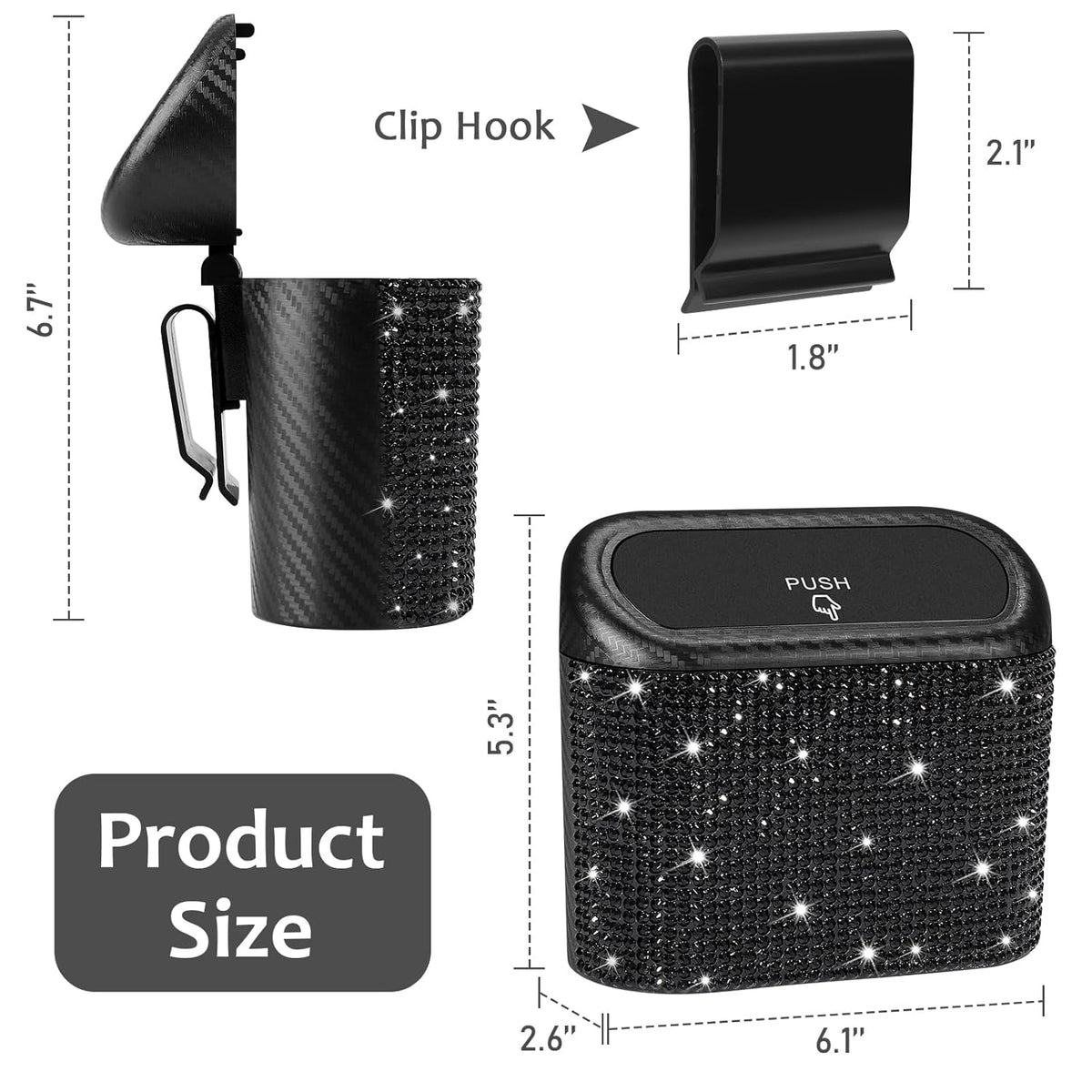 Accmor Car Trash Can with Lid, Leakproof Vehicle Garbage Organizer Holder Bin with 60 Pcs Trash Bags, Mini Auto Dustbin Interior Accessories Storage Container for SUV, Office, Home