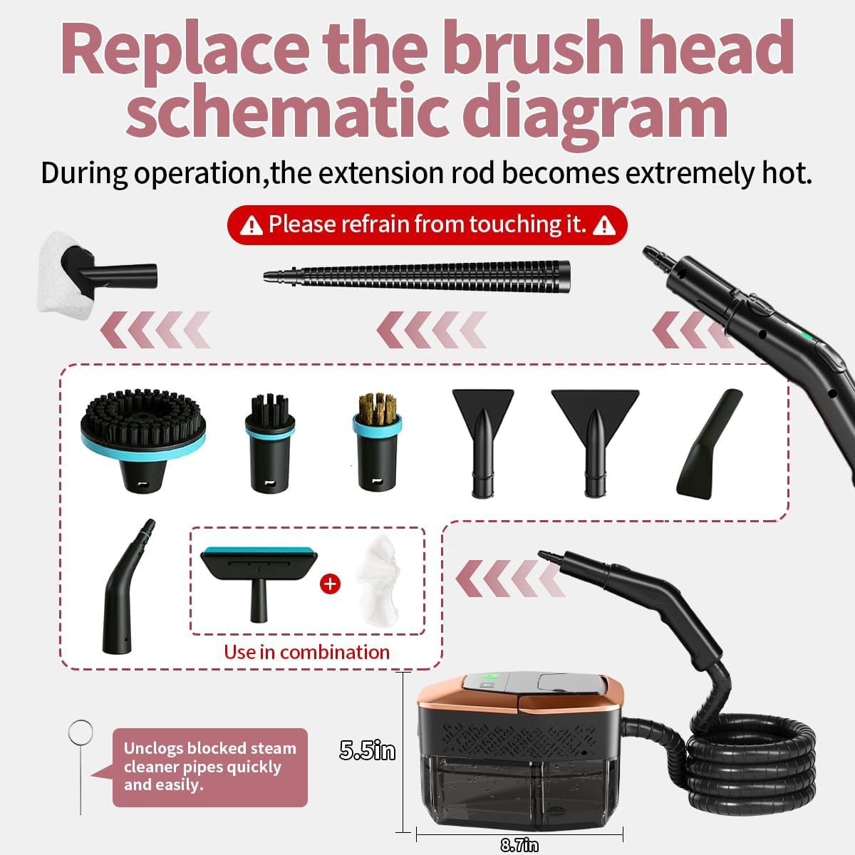 Steam Cleaner for Home & Car, 3-Level Adjustable Steamer for Cleaning with Temp Display,15s Fast Heat,1.8L Large Tank, 4Bar Powerful Steam for Grout,Grease,Tile,Couch,Toilet, Car Detailing,Windows