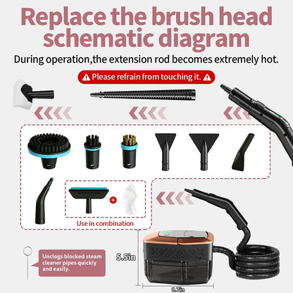 Steam Cleaner for Home & Car, 3-Level Adjustable Steamer for Cleaning with Temp Display,15s Fast Heat,1.8L Large Tank, 4Bar Powerful Steam for Grout,Grease,Tile,Couch,Toilet, Car Detailing,Windows
