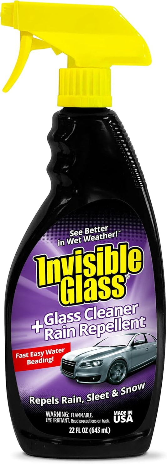 Invisible Glass 92184 Glass Cleaner + Rain Repellent 2-in-1 Windshield and Window Spray, Cleans Auto Glass, Repels Rain, Sleet, Snow, Improves Wet Weather Visibility – 22 fl oz