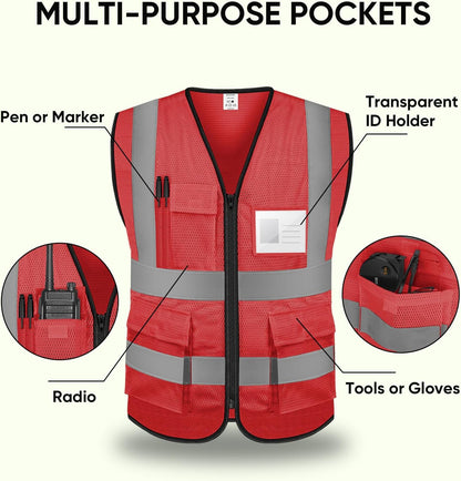 TICONN Reflective Safety Vest High Visibility Class II Mesh Vest for Women & Men Meets ANSI Standards