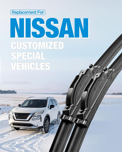 5 PLUS 26"+17" Windshield Wipers Blade Replacement for Nissan 02-06 19-24 Altima/07-12 20-24 Sentra/20-24 Versa Wiper Blades-Front All-Weather Wiper Blades Exact fit J-Hook Type (Pack Of 2)