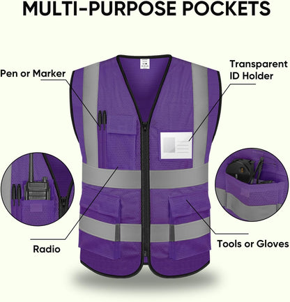 TICONN Reflective Safety Vest High Visibility Class II Mesh Vest for Women & Men Meets ANSI Standards