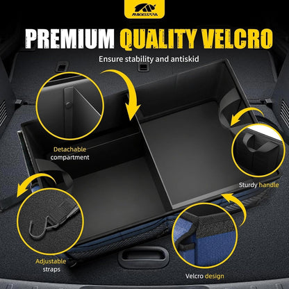 MIKKUPPA Car Trunk Organizer - 65L Collapsible Trunk Organizer with Lid, Sturdy Car Storage for SUV Auto Truck Van with Adjustable Straps and Non Slip Bottom (Black)