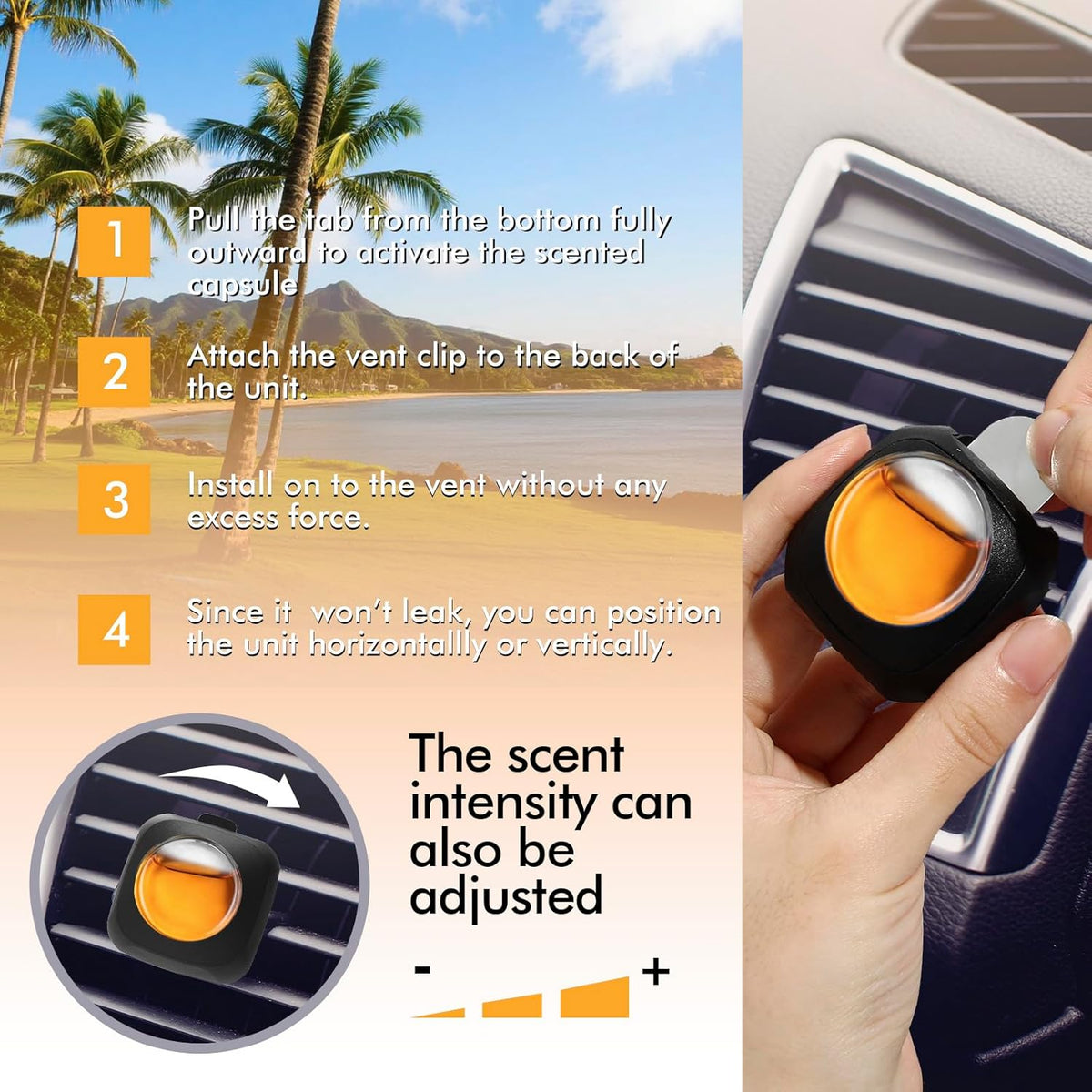 Car Air Fresheners, 6 Pack, Citrus, Car Fresheners Vent Clips, Long Lasting Air Freshener, Car Refresher for Men Women