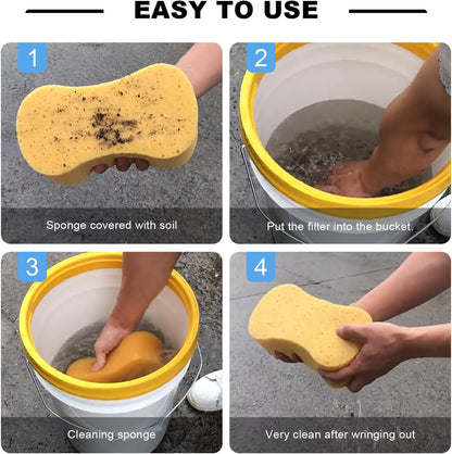 2PCS Car Wash Bucket Insert, Auto Washing Grit Trap Bucket Filter Removes Dirt & Debris, Car Dirt Guard Detailing & Cleaning Tool Fits 12 Inch Diameter or 3-5 Gallon Buckets (Black+Red)