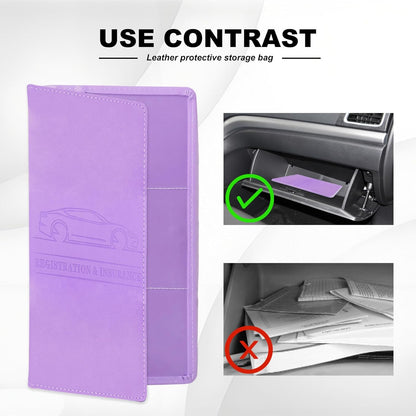 Leather Premium Car Registration & Insurance Card Holder, Vehicle Glove Box Wallet Case, for Documents, Cards, License (Blue)