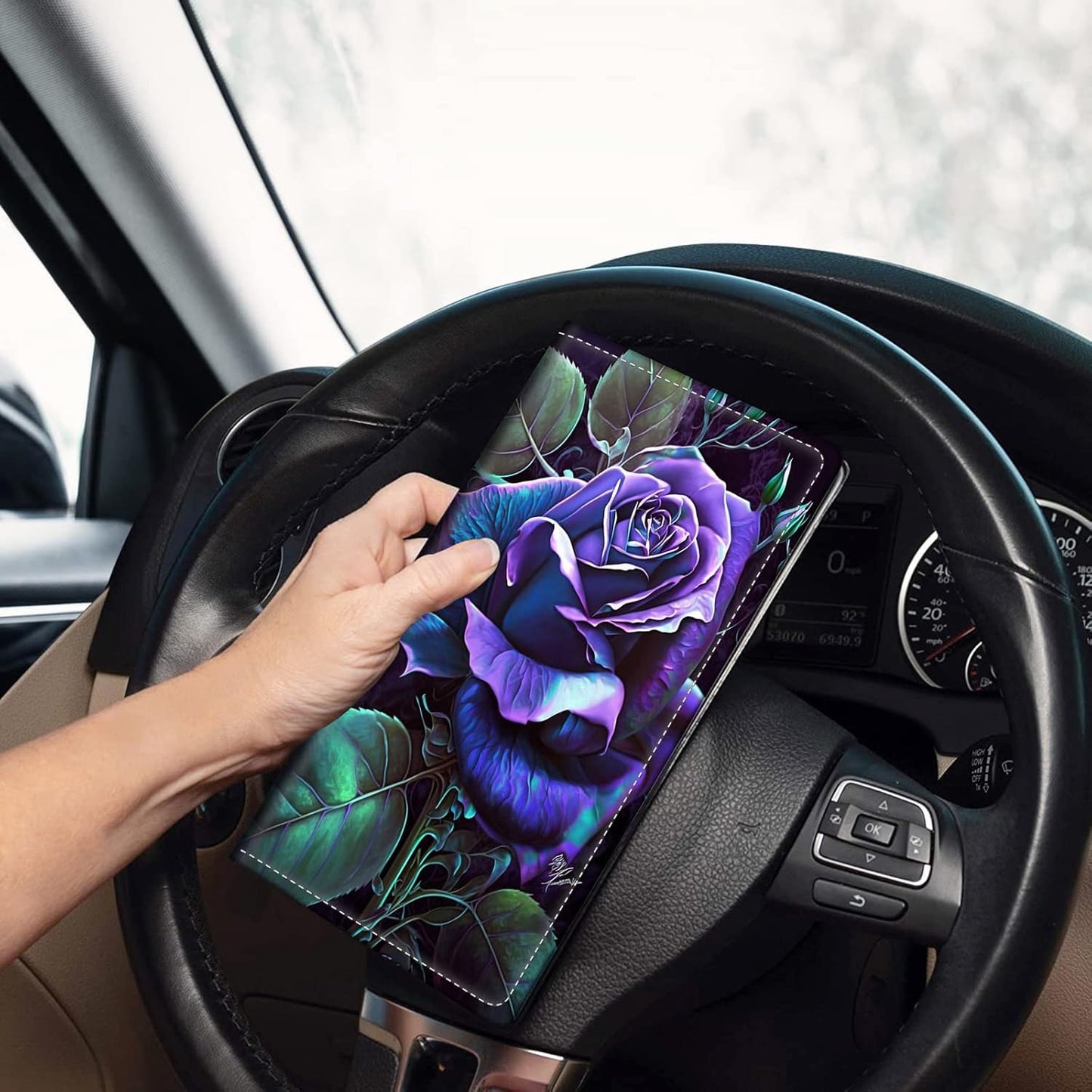 Car Registration and Insurance Holder, Leather Car Glove Box Organizer, Cool Car Accessories for ID, Driver's License Cards & Essential Document, business cards, Men&Women, Retro Audio Cassette