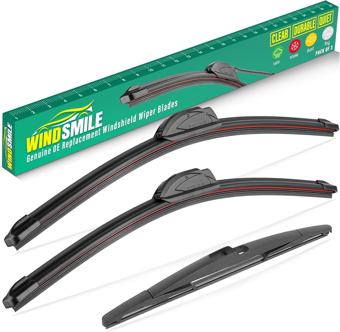 26" 16" 12" Windshield Wiper Blades Replacement for Toyota RAV4 2019 2020 2021 2022 2023 2024 2025 RAV 4 / Mazda 5 2006-2015 Premium All Weather Front Rear Wipers Set - OEM Quality (Pack of 3) - Colors A