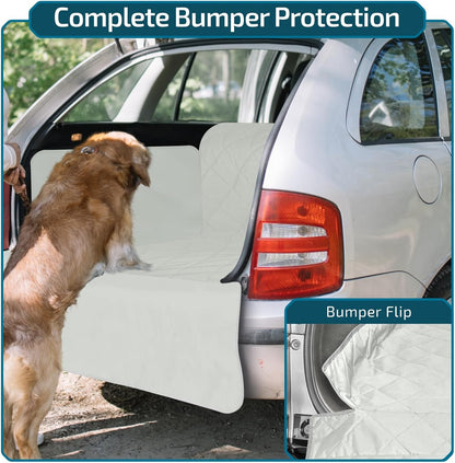 Veckle SUV Cargo Liner for Dogs with Side Flaps, Large (54" x 93") Water Resistant Trunk Cover, Non-Slip Pet Area Protector with Bumper Flap, Universal Fit for SUVs Sedans Vans, Khaki