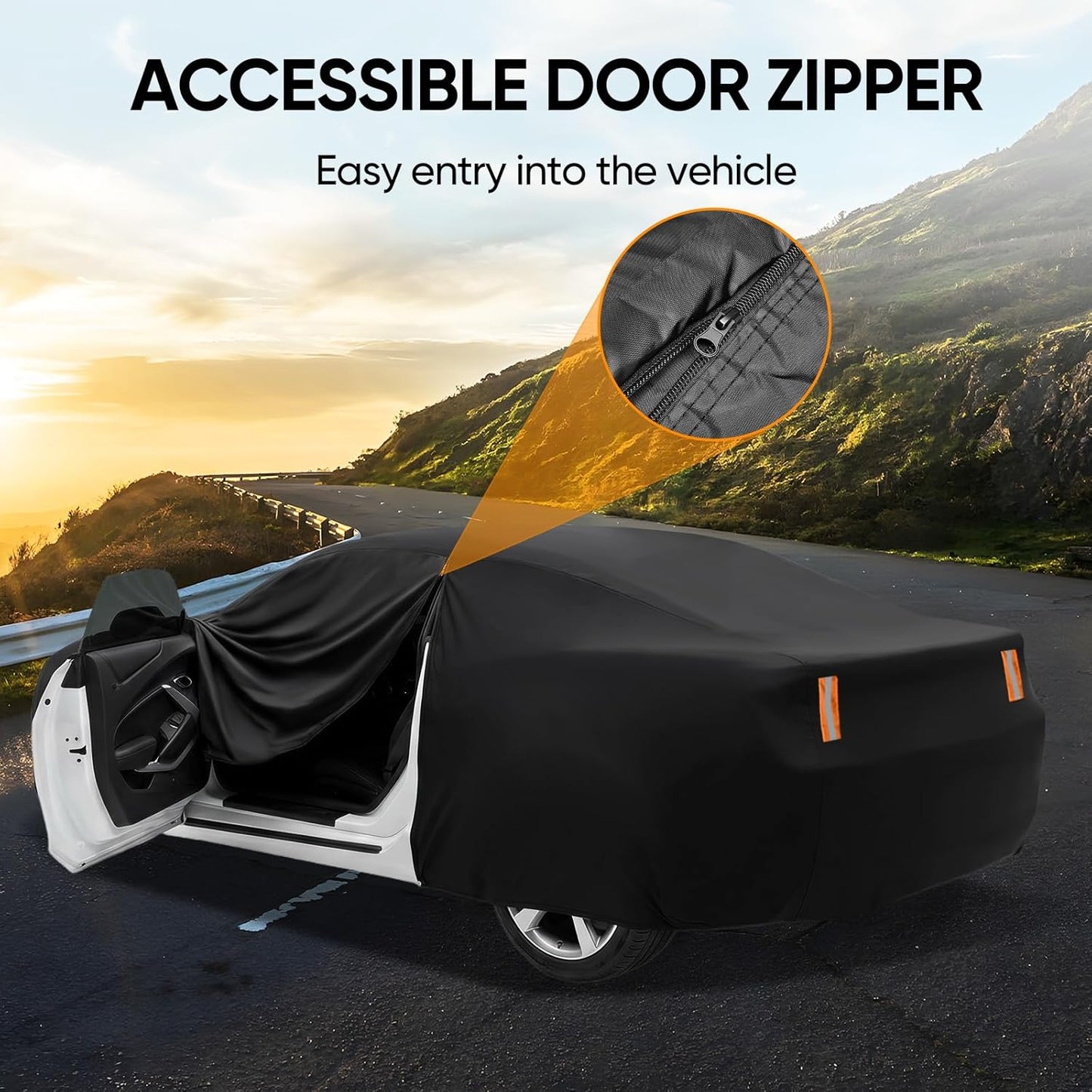 NEVERLAND Sedan Car Cover Waterproof Heavy Duty All Weather Protection Snow Anti-UV Windproof Outdoor Full Car Cover Fit for Automobiles BMW/Mercedes-Benz/Honda（for Car Size:183''L x 70''W x 59''H）