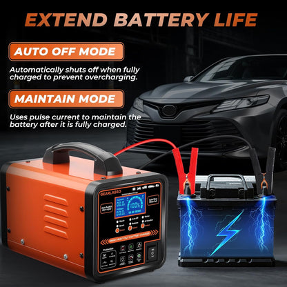 12V 24V Car Battery Charger Heavy Duty, 0-15A Automatic Battery Maintainer with Auto Shutoffs, Repair and Winter Mode, Smart Trickle Charger for Car Truck Motorcycle RV AGM Deep Cycle