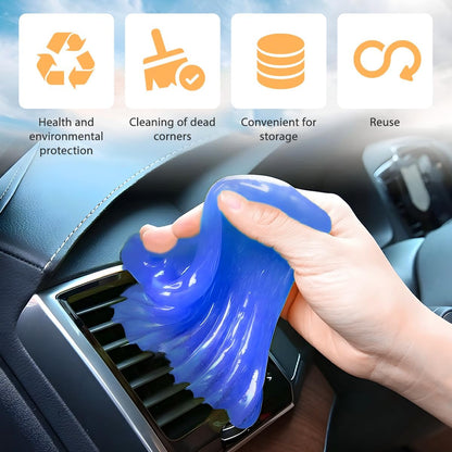 Car Cleaning Gel, Reusable Vehicle Air Vent Crevice Detailing Putty, Automotive Interior Detail Slime Cleaner Removal Tool Kit Accessories, Universal for SUV, Sedan, Truck (Blue)