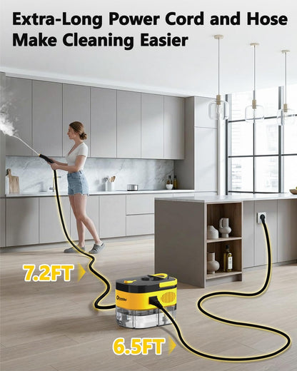 Steam Cleaner,15s Heat-Up,1.2L Tank,6-Level Adjustable Handle,1500W Steamer for Cleaning,Portable Steamer for Cleaning with 16PCS Accessories,Steam Cleaner for Home,Car,Dirt,Grease,Grout,Tile,Couch
