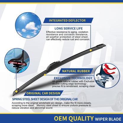 3 Wipers Factory Replacement For Subaru Outback 2020-2022 2023 2024 Original Equipment Replacement Windshield Wiper Blades Set 26"+18"+16" (Set of 3) Top Lock - Colors B