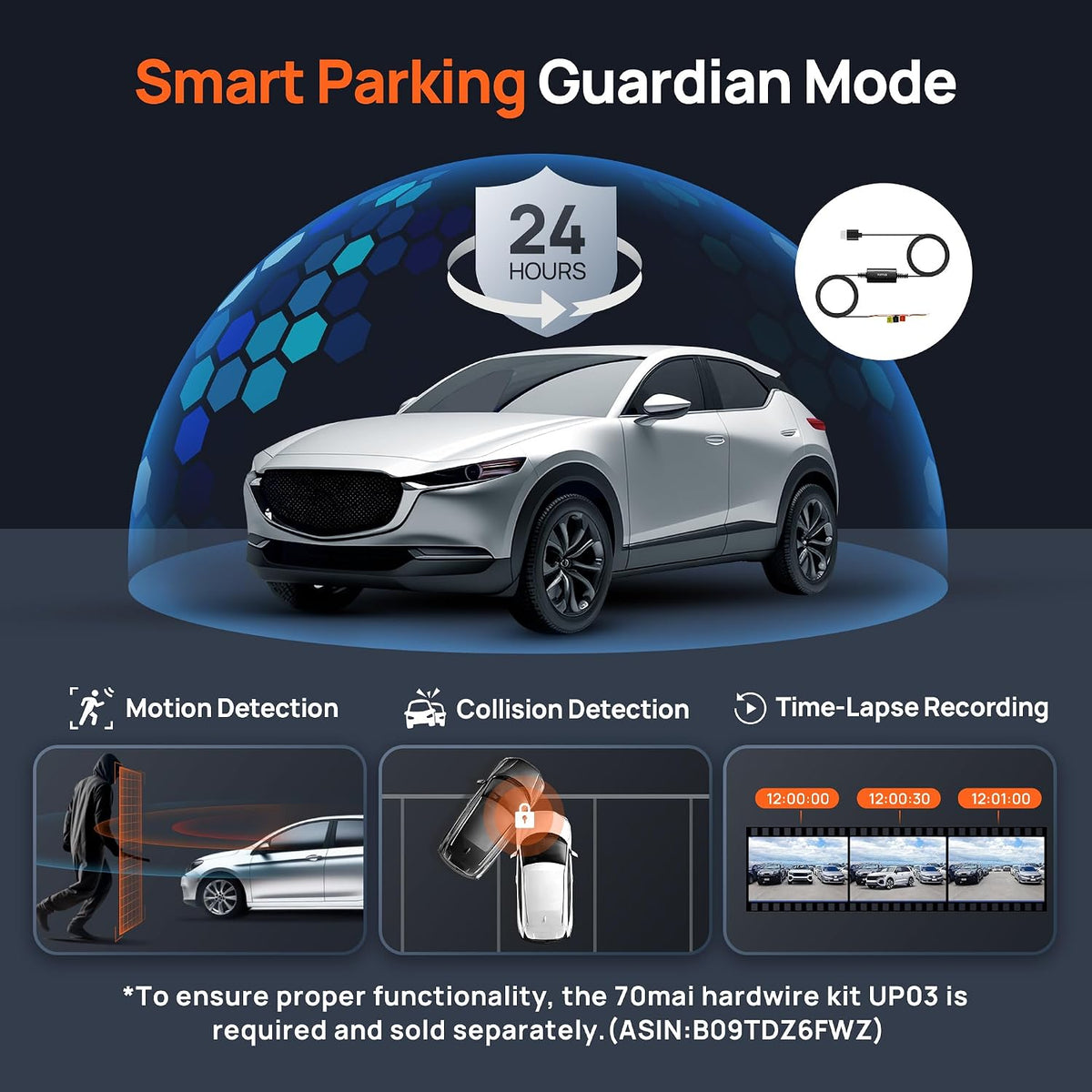 70mai 4K Dash Cam Front and Rear, Built in Wi-Fi 6 & GPS Car Camera, Super Night Vision, ADAS, 3'' IPS Screen, 24H Parking Mode, Time-Lapse, Loop Recording, with 128GB Card (A800SE)