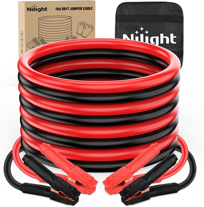Nilight Jumper Cables for Car Battery 8 Gauge 12 FT Booster Cable Heavy Duty 250 A CCA with Carrying Bag Jump Start Emergency Kit Pickup Vans SUV Sedan Motorcycle