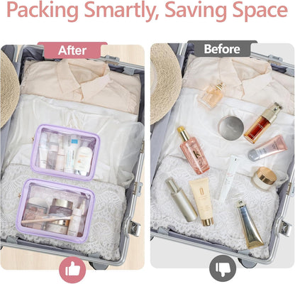 PACKISM Clear Makeup Bag - TSA Approved Toiletry Bag for Carry-on & Checked Luggage, Water Resistant Car Storage Organizer with Reinforced Seams