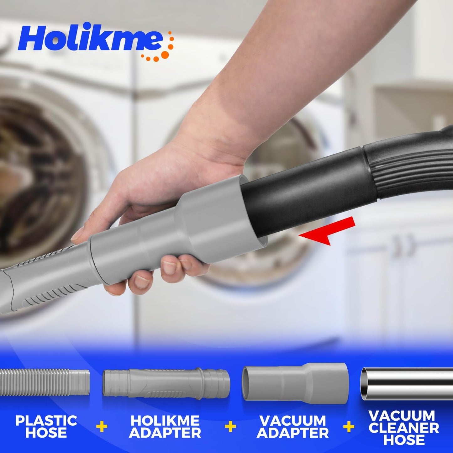 Holikme Dryer Vent Cleaner Kit Dryer Lint Vacuum Attachment Brush, Lint Remover, Dryer Vent Vacuum Hose Replacement Parts,Duct Cleaning,Blue