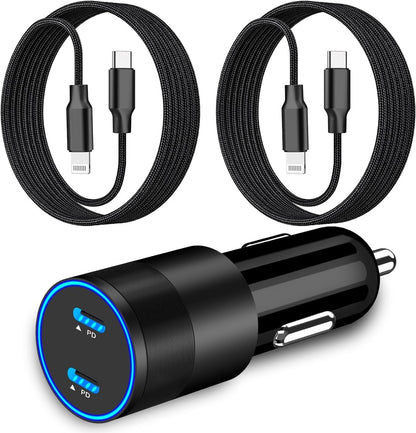 USB C Car Charger, Rombica 2Pack 3-Port 67W Dual PD USB-C&USB-A Car Power Cigarette Lighter USB Charger 3 in 1 PD/QC Type C Fast Car Charge for iPhone 17 17 Pro Max 16 15 14 13 12/Galaxy S26 S25/Pixel