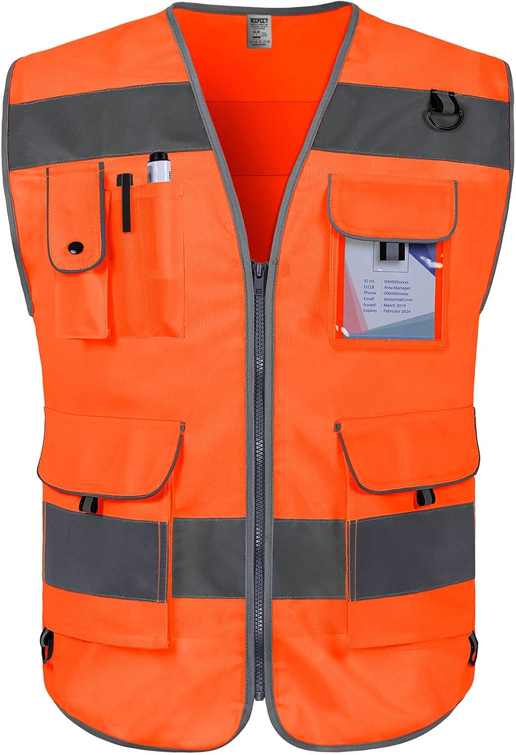 TCCFCCT Safety Vest for Men Women 9 Pockets High Visibility Vest for Safety, Reflective Work Vest with Reflective Strips, Meets ANSI/ISEA Standards, (Yellow, Large)