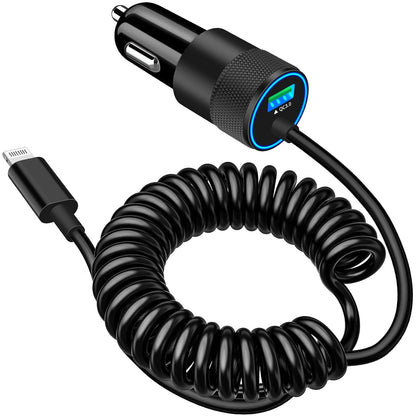 【MFi Certified】iPhone 17 Car Charger Fast Charging, Braveridge 75W USB C PD&QC Car Power Cigarette Lighter USB Charger with 6FT Type C Coiled Cable for iPhone 17/17 Pro Max/16/15/Galaxy S26/S25/Pixel
