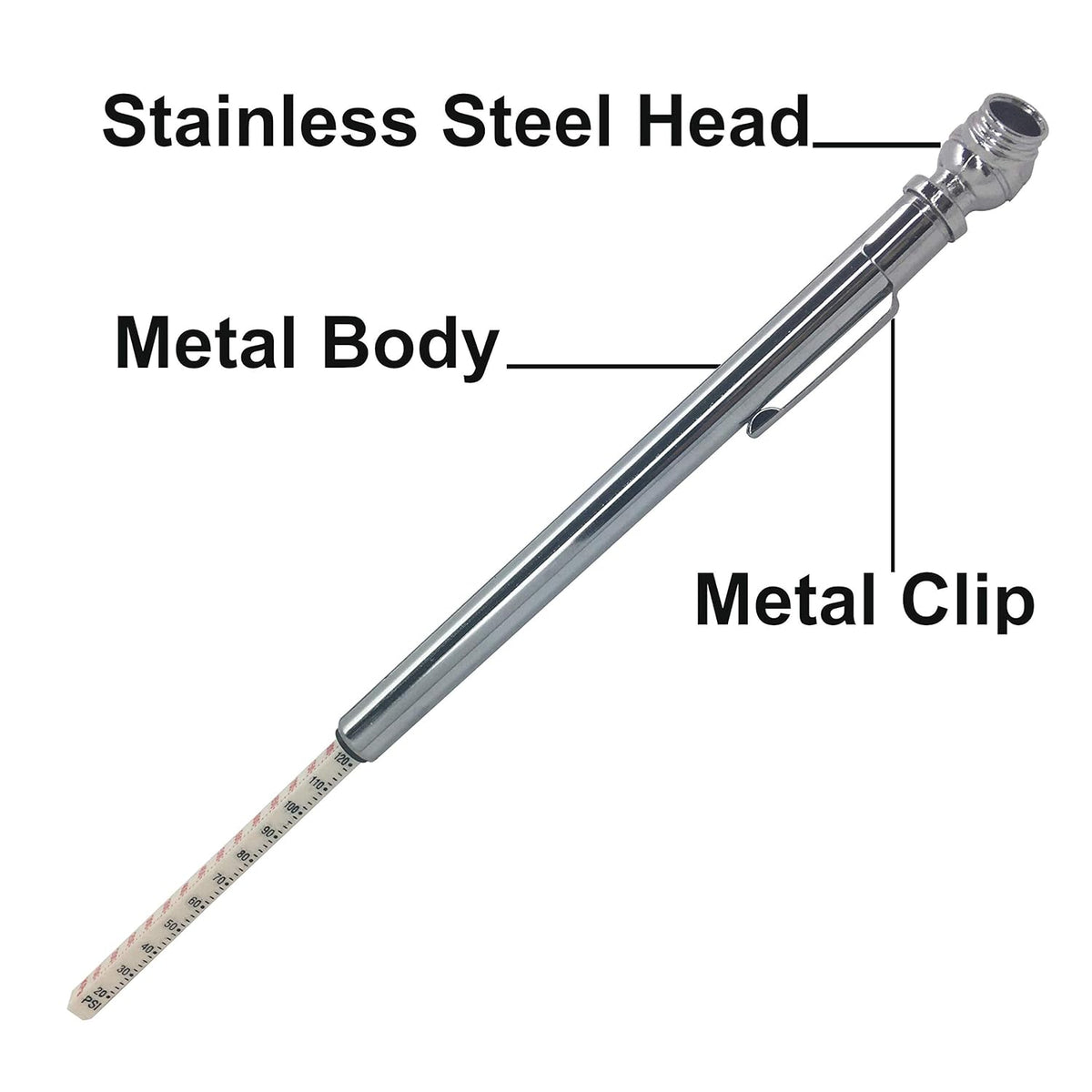 20-120 Psi Car Tire Pressure Gauge Pack of 5. Heavy Duty Tire Pressure Gauge for Car, Bike, Truck, Golf Cart, Semi, 18 Wheeler.