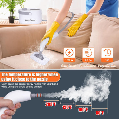 Foandbevi 7 in 1 Steam Cleaner 2500W High Pressure Steamer for Cleaning, Car Steamer Handheld Steam Cleaner for Home Use, Hardwood Floor Steam Cleaner for Upholstery, Kitchen, Bathroom, Grout