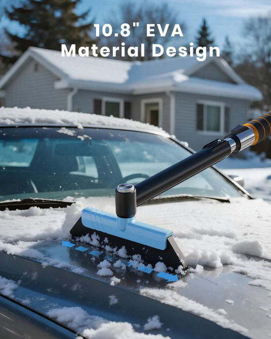 helloleiboo 43.7" Extendable Ice Scrapers for Car Windshield for 12 Adjustable Length Settings with Foam Grip and 360° Pivoting Brush Head Detachable Snow Brush for Truck SUV(Orange)