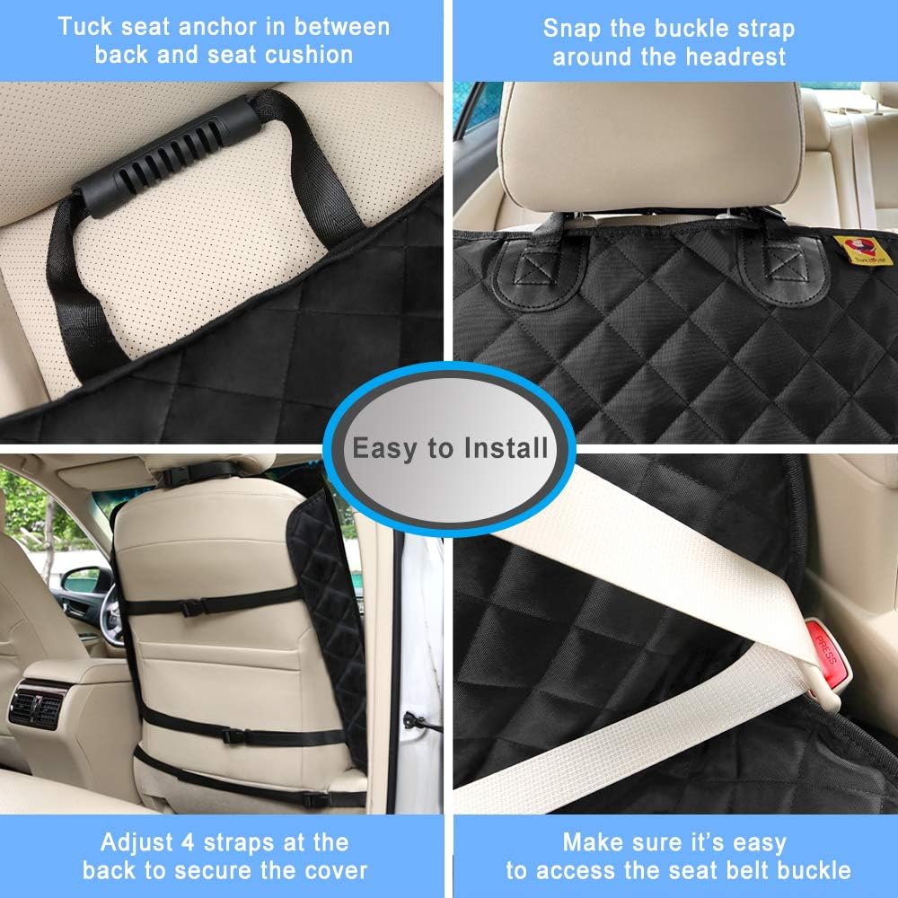 Bark Lover Deluxe Dog Seat Cover for Front Seat-More Durable Waterproof Front Seat Protector, High Heat Resistant and Nonslip Front Seat Cover for Dogs Kids, Universal Size (Black,1 Pack)