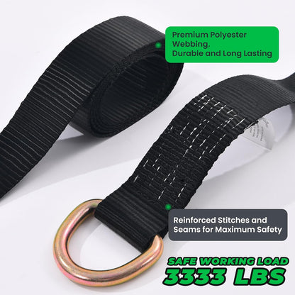 Trekassy 2" x 144" Car Tie Down Straps for Trailers, Heavy Duty Tire Tie Downs for ATV/UTV, 10000lbs Break Strength, Include 4 Axle Straps for Different Uses